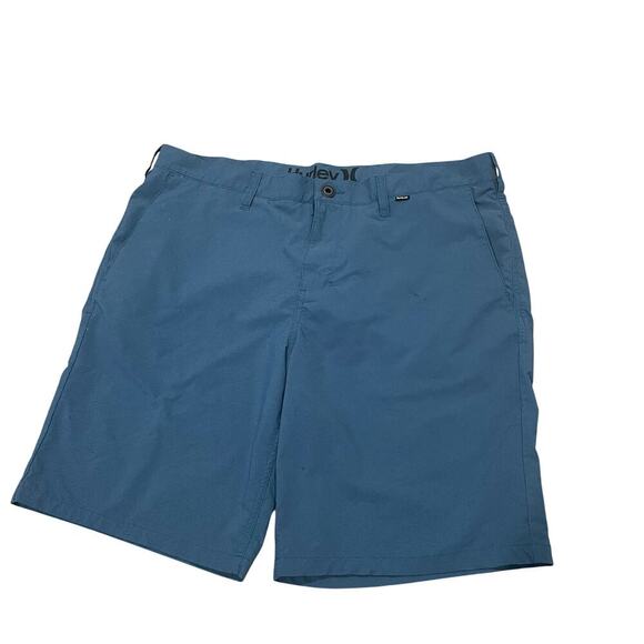 Hurley Mens Size 38 Blue Flat Front Lightweight Shorts Performance Hybrid Walk - Picture 1 of 7